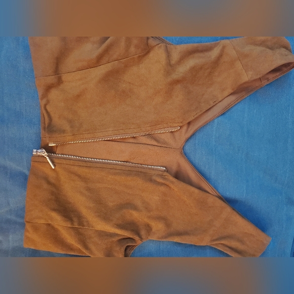 Brown Faux Suede Crop Top from Dynamite - Picture 4 of 7